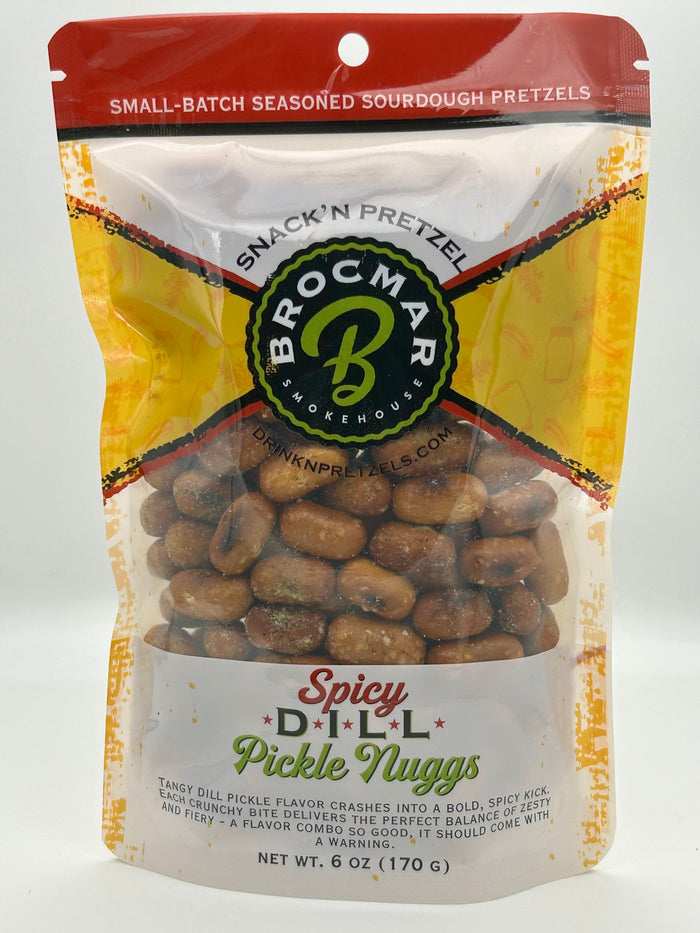 Spicy dill pickle twice-baked sourdough pretzel pieces with cayenne heat — Brocmar Smokehouse small batch