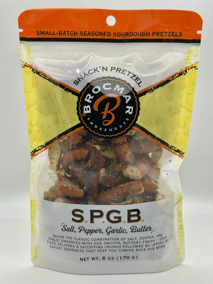 S.P.G.B. twice-baked sourdough pretzel pieces with salt, pepper, garlic, and butter seasoning — Brocmar Smokehouse